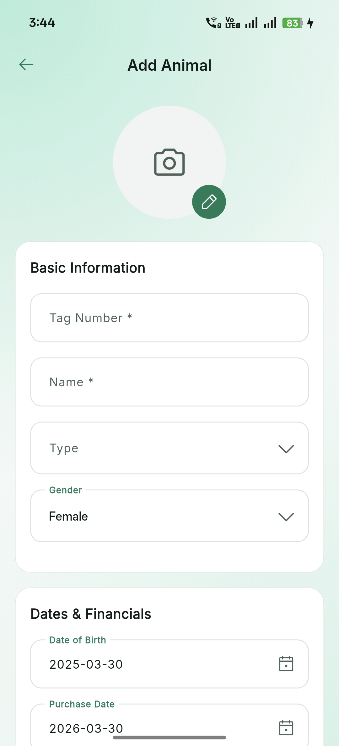 Add Animal