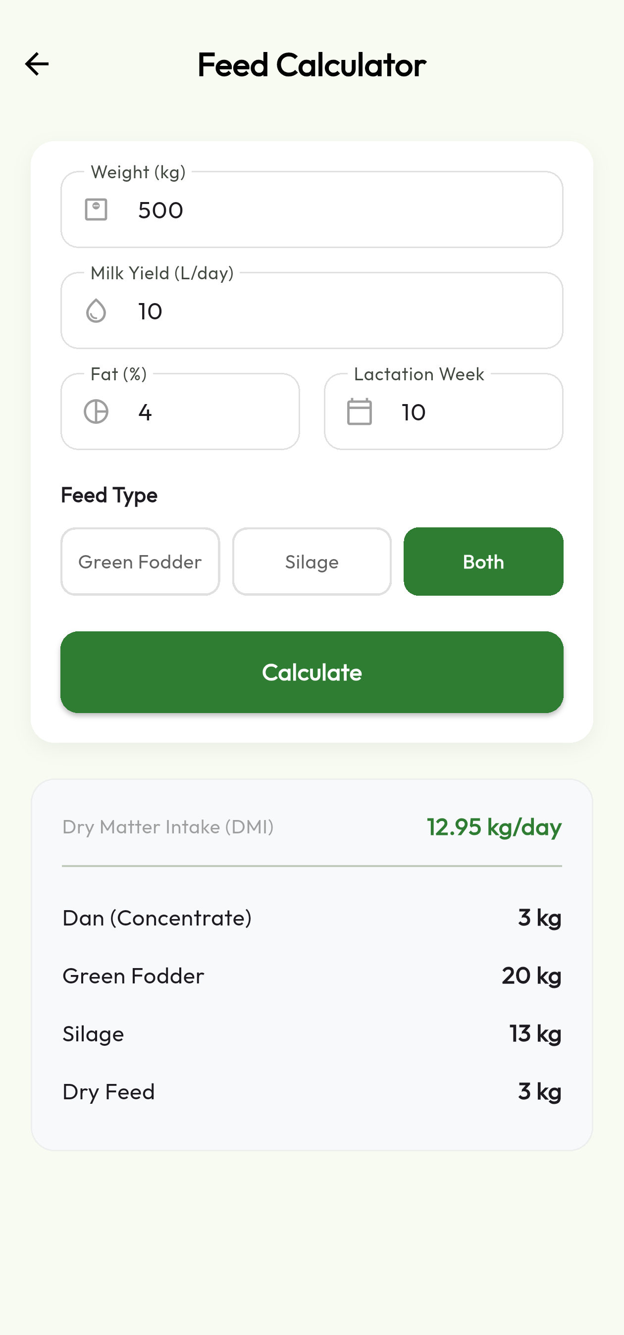 DairyFarm Pro Feed Calculator